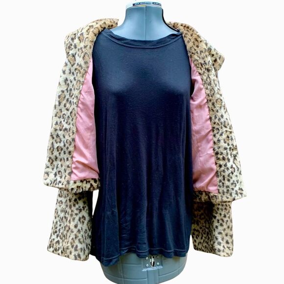 VINTAGE 80s/90s BB DAKOTA faux fur leopard print jacket. Timeless! SZ-SM - Picture 6 of 8